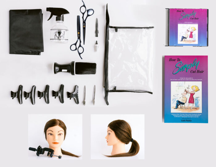 How to Simply Cut Hair Kit for Women with Book, DVD and Practice Doll Head.